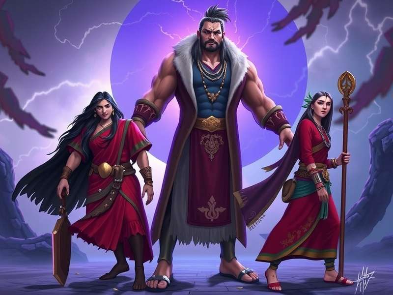 Thunderstorm Titan Indian regional characters with traditional outfits